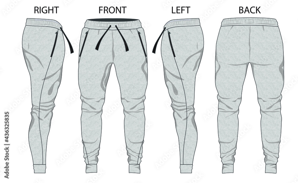 Sweat Pants Template Jogging Pants Vector Mockup Sportswear Fashion ...