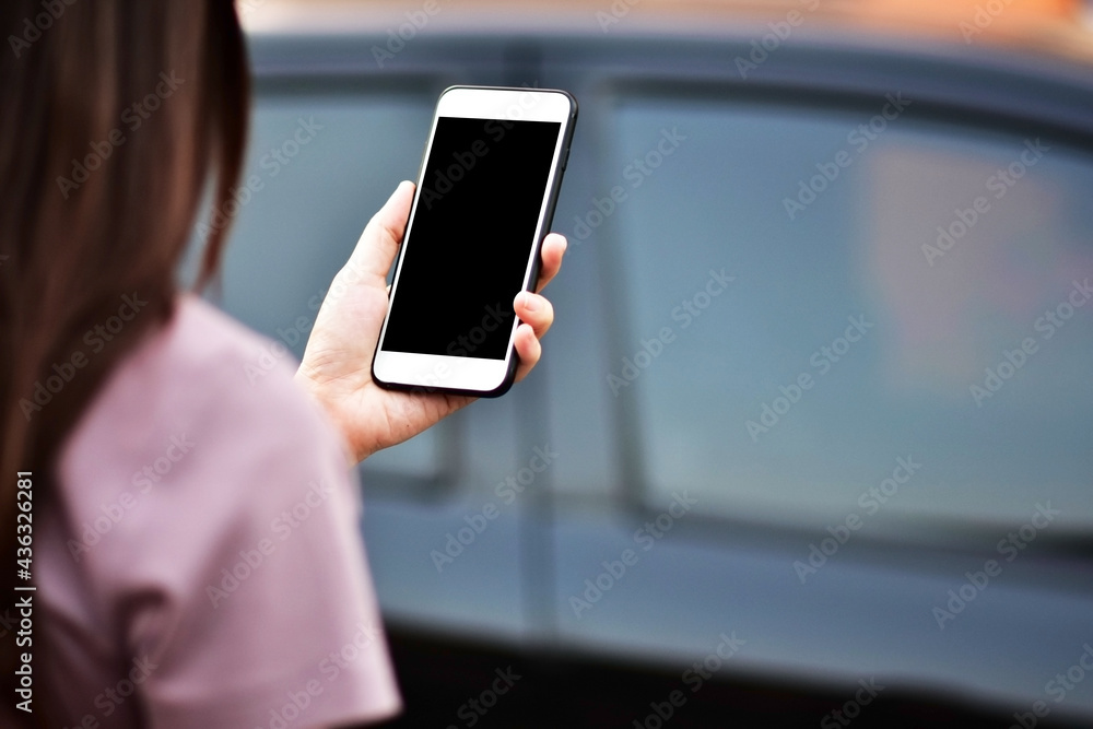 Women holding smartphone showing on screen  mobile technology