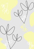 Flowers drawn in lines. Linear art. Drawings of flowers. Vector. Abstract, background, flowers, lines.