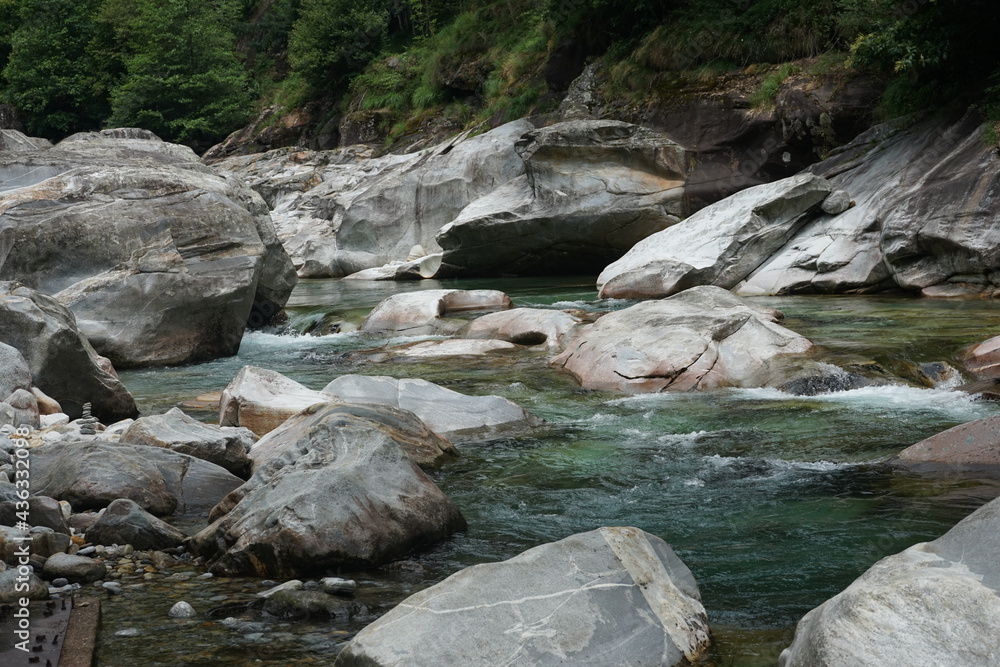 Gorge and stones in Ticino in Switzerland