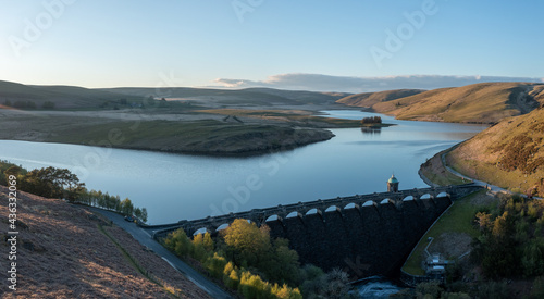 Elan valley reservoirs and dams in spring time in the welsh countryside