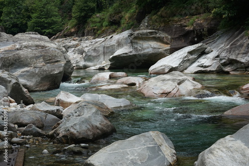 Gorge and stones in Ticino in Switzerland