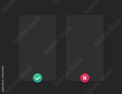 right and wrong banner, dark vector design