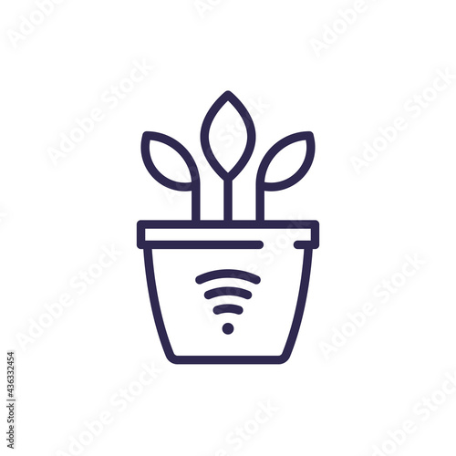 Smart pot for plants line icon