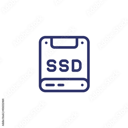 ssd drive line icon on white