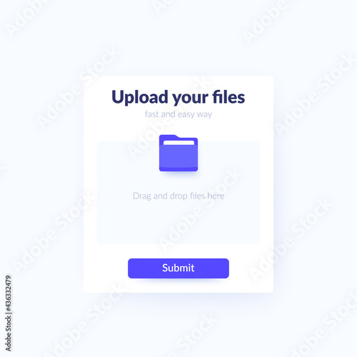 upload files form with submit button, vector ui design