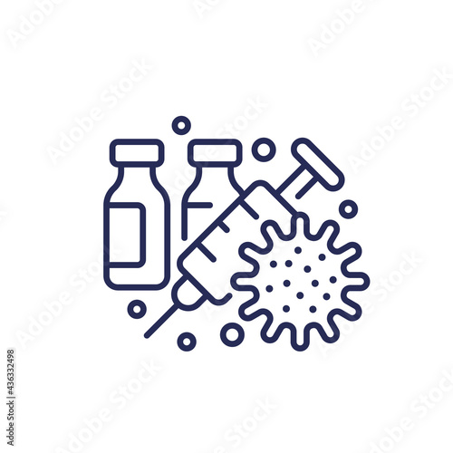 vaccine and virus line icon
