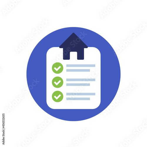 house and checklist flat icon on white