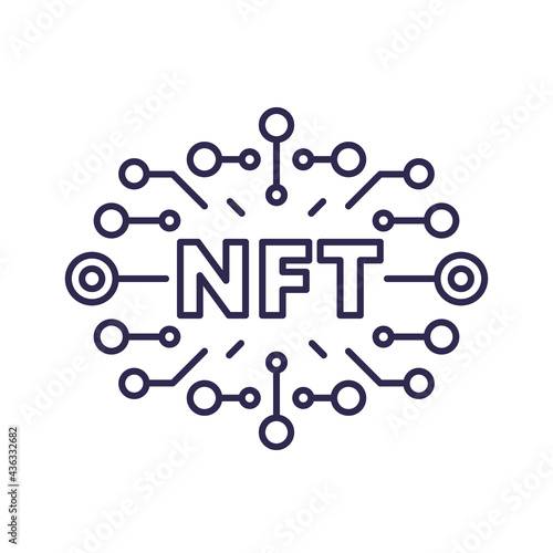 NFT non fungible token, line icon