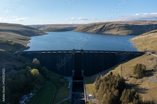 Elan valley reservoirs and dams in spring time in the welsh countryside photo