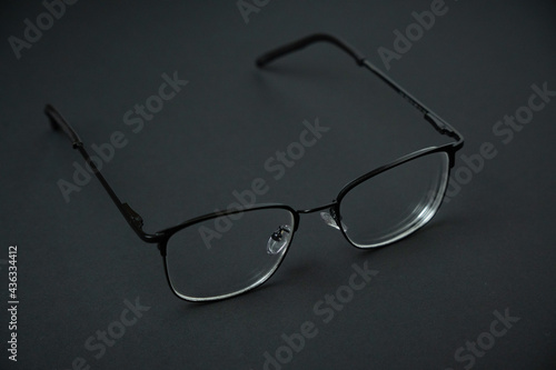 Glasses on black background