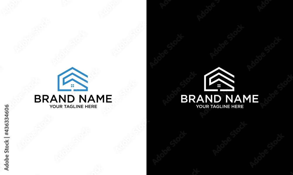 Initial letter CS abstract house logo icon design minimalist monogram property concept, real estate symbol vector Initial letter CS abstract house logo icon design minimalist monogram property concept, real estate symbol vector