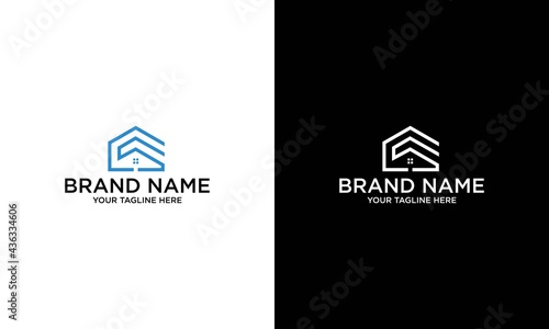 Initial letter CS abstract house logo icon design minimalist monogram property concept, real estate symbol vector