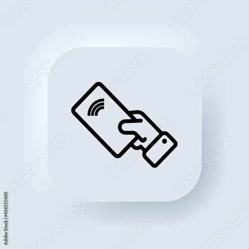 Contactless payment icon. Wireless pay. NFC icon. Credit card. Neumorphic UI UX white user interface web button. Neumorphism. Vector