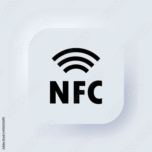 NFC icon. Contactless payment icon. Wireless pay. Credit card. Neumorphic UI UX white user interface web button. Neumorphism. Vector
