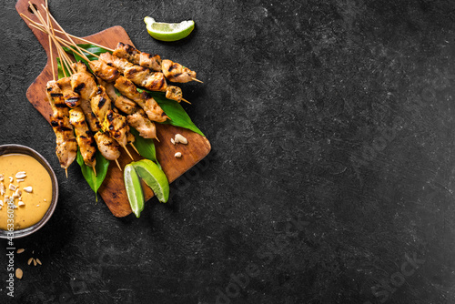 Chicken grilled satay skewers