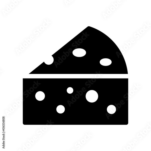 Cheese Vector Icon in Glyph Style. Cheese is a dairy product, derived from milk and produced in wide ranges of flavors, textures and forms by coagulation of the milk protein casein. Vector Icon.