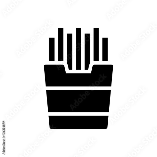 French Fries Vector Icon in Glyph Style. French Fries is a dish made of potato wedges deep-fried in hot cooking oil. Vector illustration icon can be used for an app, website, or part of a logo.