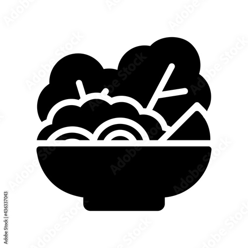 Salad Vector Icon in Glyph Style. A salad is a healthy organic food consisting of vegetables for the diet or vegetarian. Vector illustration icon can be used for an app, website, or part of a logo.