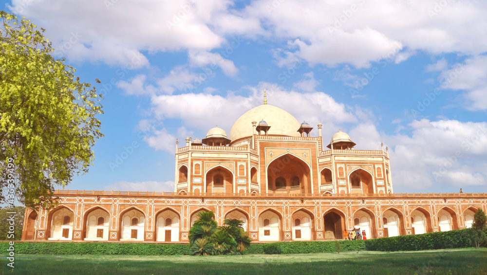 Humayun'S Tomb with beautiful cloudy blue sky, New Delhi, India