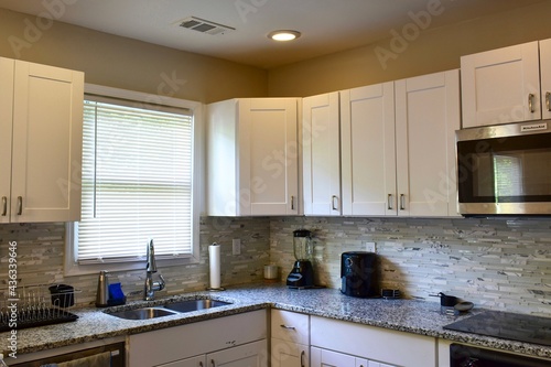 Modern kitchen interior with cabinets