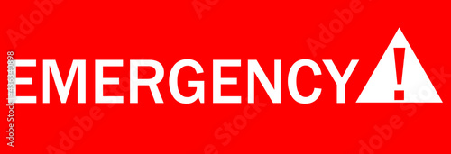Emergency sign.Banner with word emergency .Red pointer.Hail signVector icon.