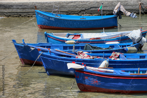 Boats moored at the Porto Antico in the old town of Monopoli  Puglia  Italy