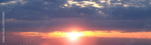 Fototapeta Naklejka Na Ścianę i Meble -  Beautiful cloudy sky at sunset, banner design