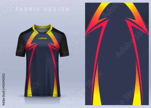 Fabric textile design for Sport t-shirt, Soccer jersey mockup for football club. uniform front view.