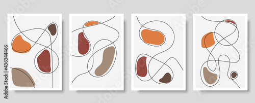 Trendy set of abstract creative minimalist artistic hand drawn composition ideal for wall decoration, as postcard or brochure design, vector illustration. Geometric wall art print and decoration