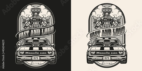 American custom car vintage monochrome badge