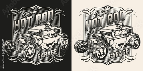 Hot rod custom garage vintage logo
