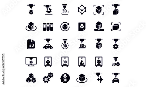 3D printer icon set vector design 