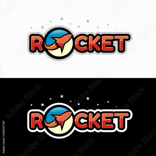 Rocket logo design cartoon vector for brand or business
