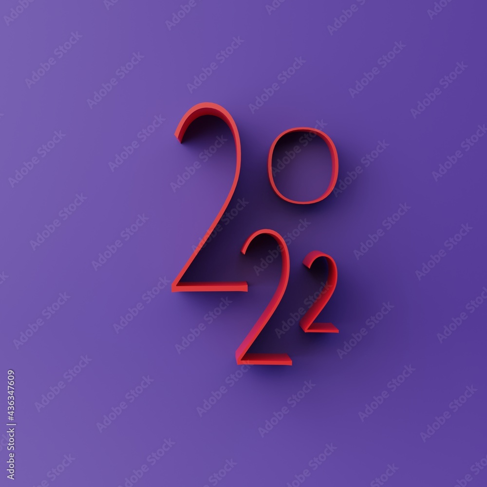3d number Happy 2022 New year render illustration 3d number Happy 2022 New year render illustration