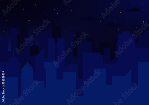 city at night with stars. a starry city.