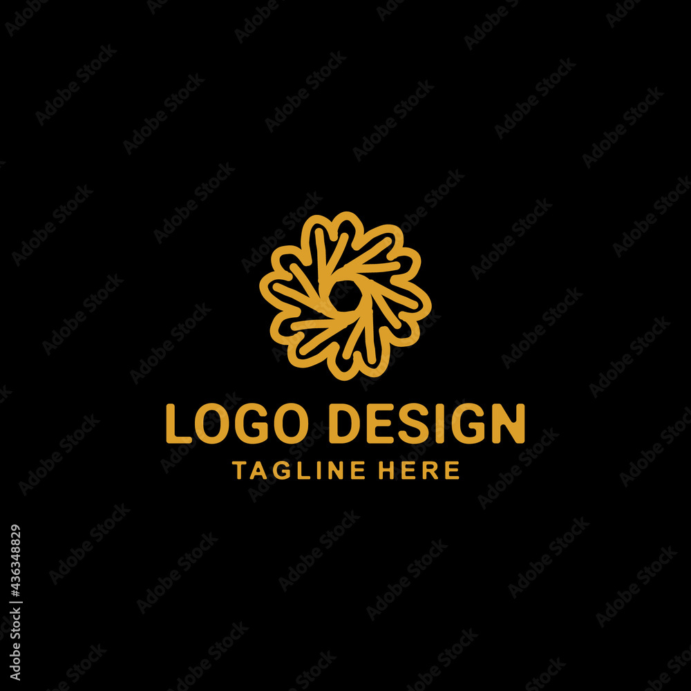 Design Logo vector Ornament Nature Leaf Niche With Line Art Style