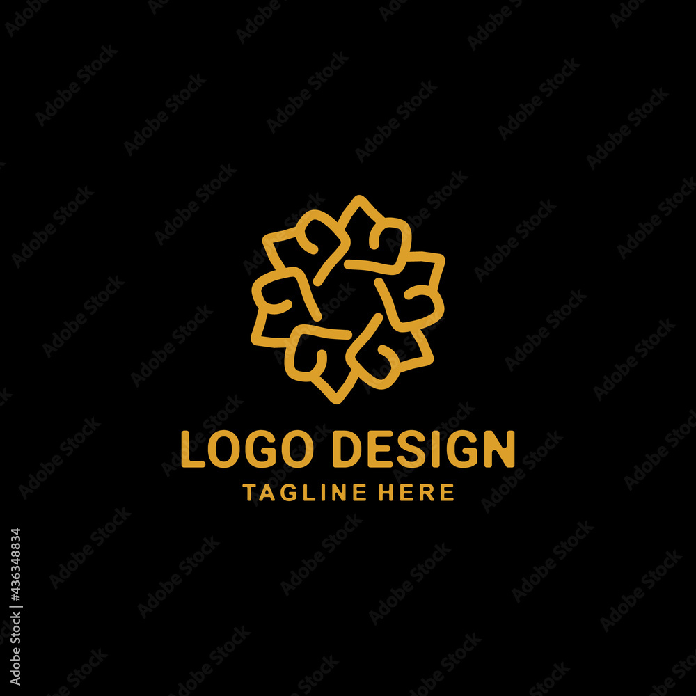 Design Logo vector Ornament Nature Leaf Niche With Line Art Style Design Logo vector Ornament Nature Leaf Niche With Line Art Style