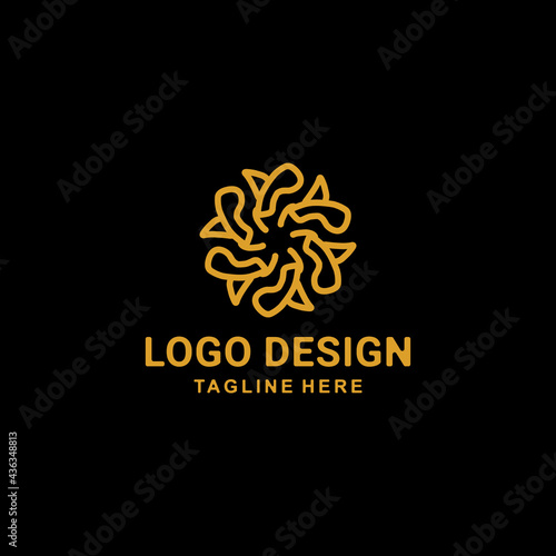 Design Logo vector Ornament Nature Leaf Niche With Line Art Style