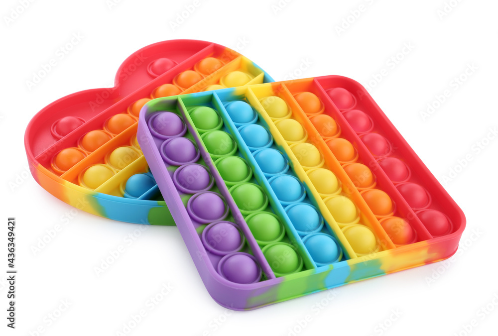 Rainbow pop it fidget toys on white background Stock Photo | Adobe Stock