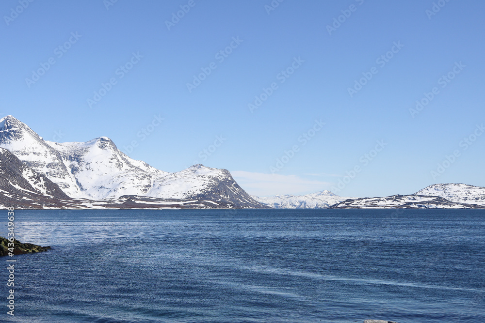 The mountains across the bay towards Kobbefjorden.