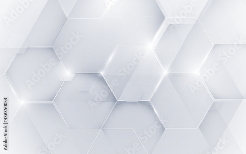 Abstract white geometric hexagon with futuristic technology digital hi-tech concept background. Vector illustration