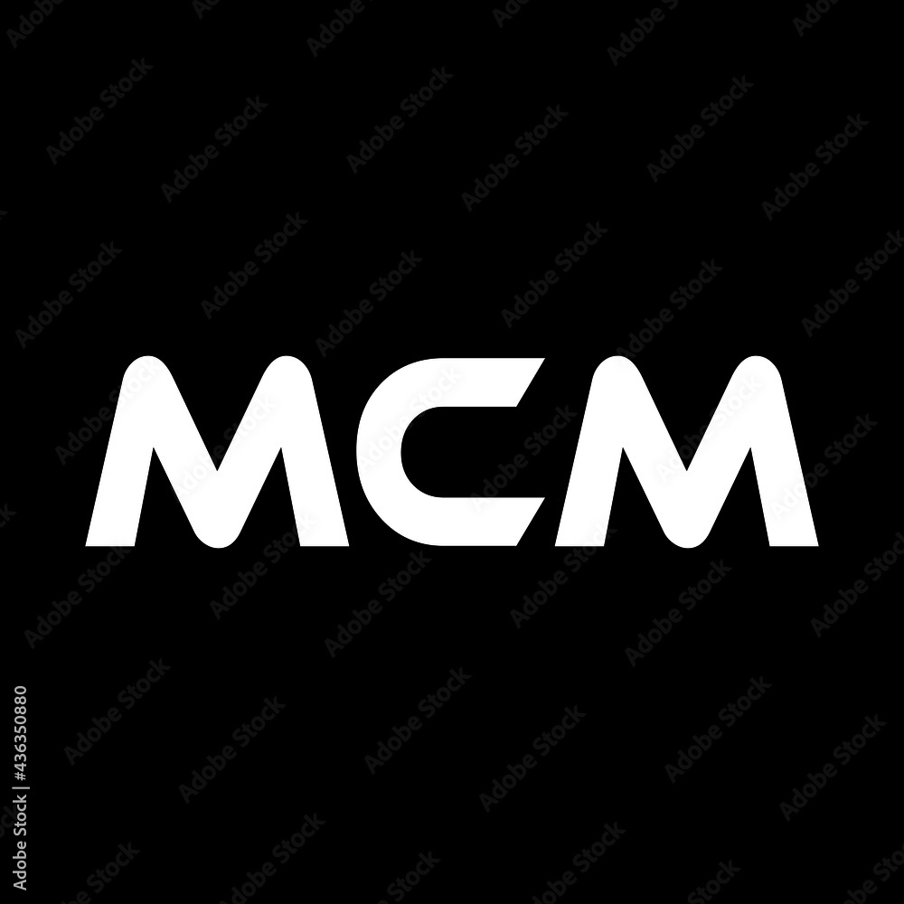 MCM letter logo design with black background in illustrator, cube logo,  vector logo, modern alphabet font overlap style. calligraphy designs for  logo, Poster, Invitation, etc. Stock Vector