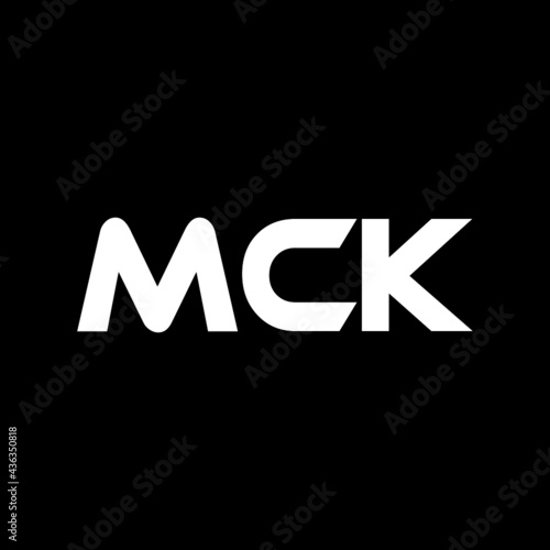 MCK letter logo design with black background in illustrator, vector logo modern alphabet font overlap style. calligraphy designs for logo, Poster, Invitation, etc. 