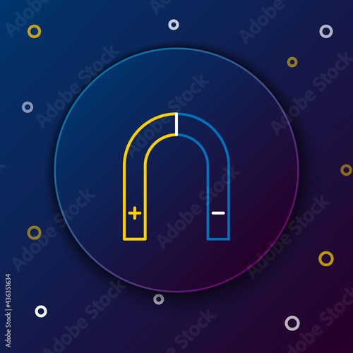 Line Magnet icon isolated on blue background. Horseshoe magnet, magnetism, magnetize, attraction. Colorful outline concept. Vector