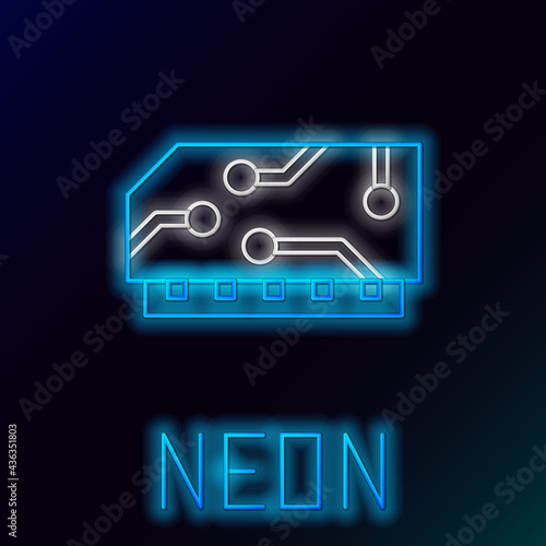 Glowing neon line RAM, random access memory icon isolated on black background. Colorful outline concept. Vector
