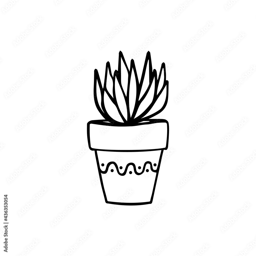 Potted flower doodle hand drawn outline icon or symbol. Decorative potted house plant sketch Potted flower doodle hand drawn outline icon or symbol. Decorative potted house plant sketch