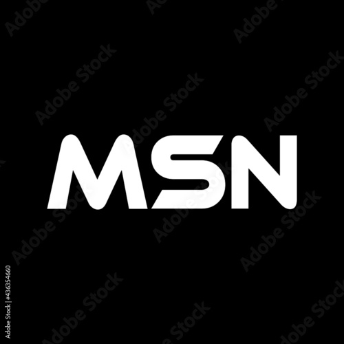 MSN letter logo design with black background in illustrator, vector logo modern alphabet font overlap style. calligraphy designs for logo, Poster, Invitation, etc. 