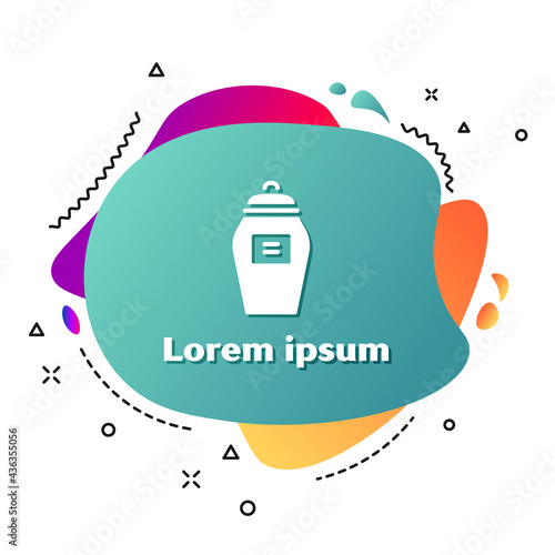 White Funeral urn icon isolated on white background. Cremation and burial containers, columbarium vases, jars and pots with ashes. Abstract banner with liquid shapes. Vector