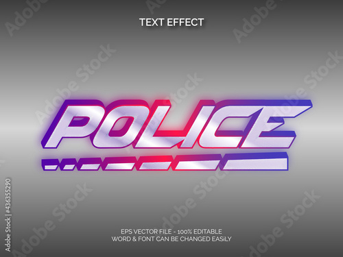 Police text effect style. Editable text effect neon theme.
